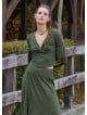 Double Breasted Half Sleeve Khaki Winter Blouse 4725