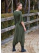 Khaki Womens Bohemian Shalwar with Elastic Leg and Low Crotch 4718