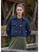 Shirt Collar Relaxed Cut Buttoned Black Winter Blouse 4763