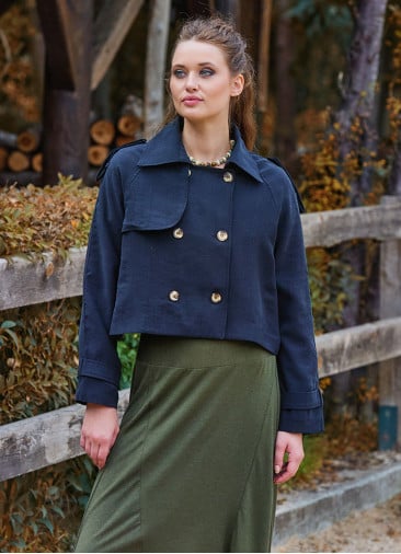Shirt Collar Relaxed Cut Buttoned Black Winter Blouse 4763