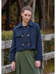 Shirt Collar Relaxed Cut Buttoned Black Winter Blouse 4763