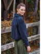 Shirt Collar Relaxed Cut Buttoned Black Winter Blouse 4763