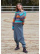 Low Waist Elastic Crotch Gray Womens Casual Trousers 4715