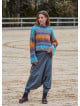 Low Waist Elastic Crotch Gray Womens Casual Trousers 4715