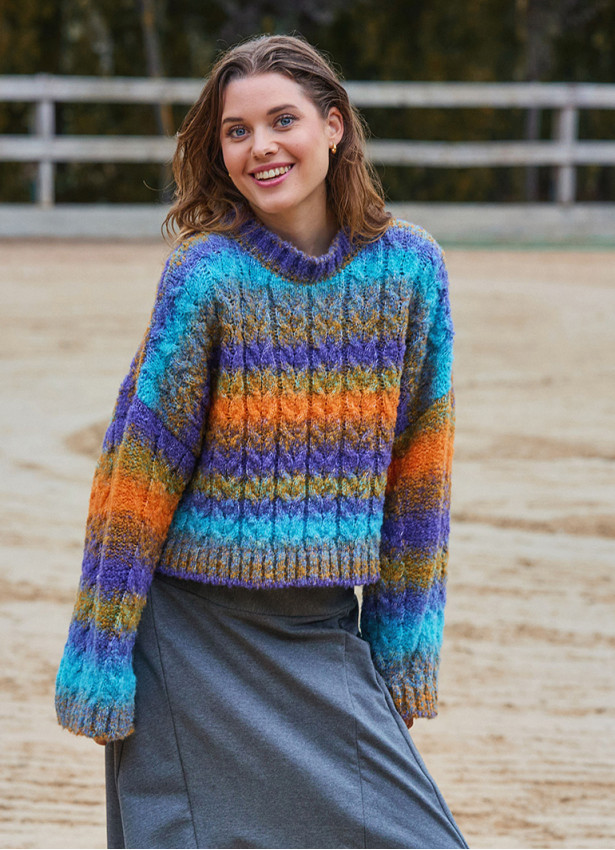 Crew Neck Bohemian Style Ethnic Patterned Womens Sweater 4750