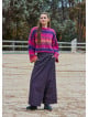Asymmetric Cut Button Detailed Lilac Wide Leg Trousers with Pockets 4707