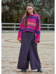 Asymmetric Cut Button Detailed Lilac Wide Leg Trousers with Pockets 4707