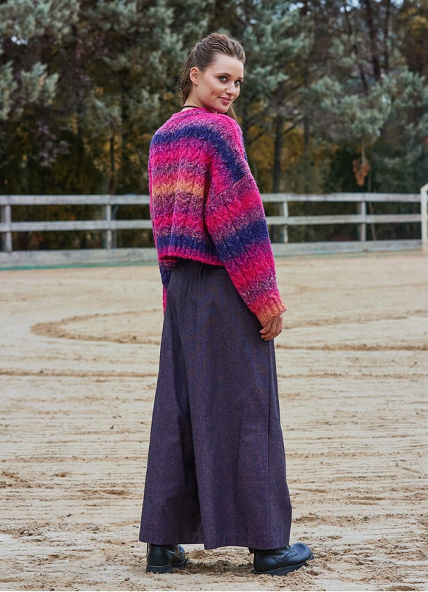 Asymmetric Cut Button Detailed Lilac Wide Leg Trousers with Pockets 4707