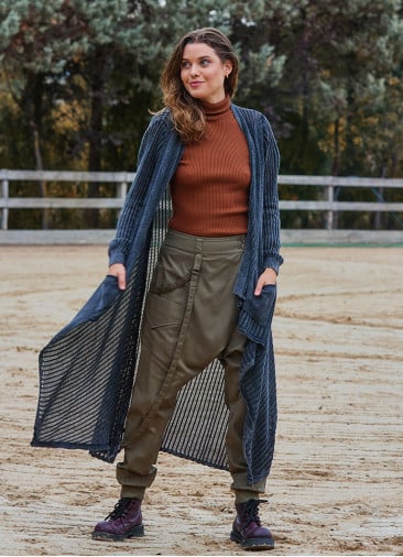 Asymmetric Cut Black Bohemian Cardigan with Pockets 4759