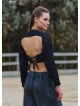 Black Womens Knitwear with a Low Cut Back 4746
