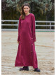 Crew Neck Button Detailed Burgundy Long Sleeve Dress 4760