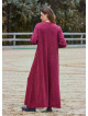 Crew Neck Button Detailed Burgundy Long Sleeve Dress 4760