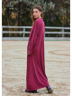 Crew Neck Button Detailed Burgundy Long Sleeve Dress 4760