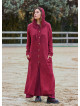 Hooded Button Detailed Burgundy Bohemian Cardigan with Pockets 4757