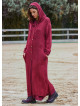Hooded Button Detailed Burgundy Bohemian Cardigan with Pockets 4757