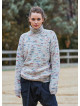 Turtleneck Knitted Loose Cut Stone Color Womens Sweater 4762