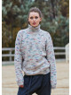 Turtleneck Knitted Loose Cut Stone Color Womens Sweater 4762