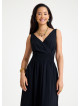 V Neck Double Breasted Black Long Dress 4560