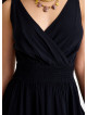 V Neck Double Breasted Black Long Dress 4560