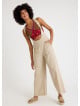 Zipper Detailed Pocket Cream Womens Summer Jumpsuit 4681