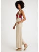 Zipper Detailed Pocket Cream Womens Summer Jumpsuit 4681
