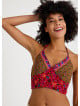 Halter Neck Backless Red Floral Blouse 4683