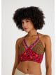 Halter Neck Backless Red Floral Blouse 4683