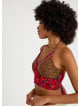 Halter Neck Backless Red Floral Blouse 4683