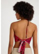 Halter Neck Backless Red Floral Blouse 4683