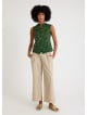 Green Floral Blouse with Cross Collar and Buttons 4679