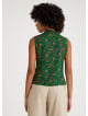 Green Floral Blouse with Cross Collar and Buttons 4679