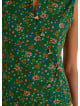 Green Floral Blouse with Cross Collar and Buttons 4679
