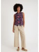 V Neck Cross Button Pink Floral Blouse 4680
