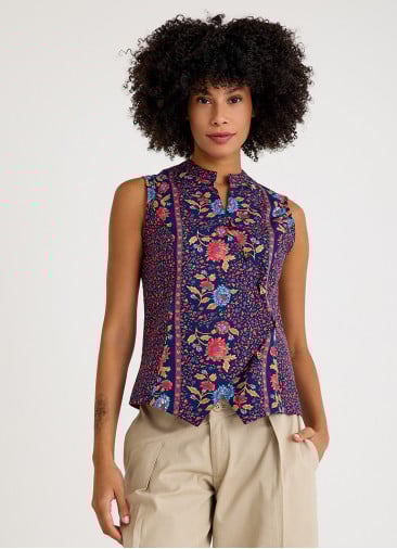 V Neck Cross Button Pink Floral Blouse 4680