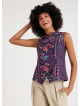 V Neck Cross Button Pink Floral Blouse 4680