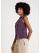 V Neck Cross Button Pink Floral Blouse 4680