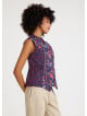 V Neck Cross Button Pink Floral Blouse 4680