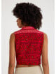 Shirt Collar Button Detailed Red Floral Blouse 4682