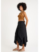 Black Asymmetrical Skirt with Pocket and Tie Waist 4684