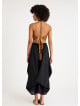 Black Asymmetrical Skirt with Pocket and Tie Waist 4684