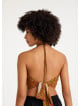 Halter Neck Backless Red Floral Blouse 4683