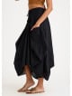 Black Asymmetrical Skirt with Pocket and Tie Waist 4684