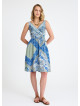 V Necked Blue Patterned Midi Dress 4690