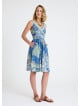 V Necked Blue Patterned Midi Dress 4690