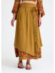 Double Layered Mustard Long Skirt with Pocket and Button Detail 4691