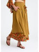 Double Layered Mustard Long Skirt with Pocket and Button Detail 4691