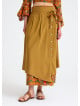 Double Layered Mustard Long Skirt with Pocket and Button Detail 4691
