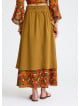 Double Layered Mustard Long Skirt with Pocket and Button Detail 4691