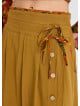 Double Layered Mustard Long Skirt with Pocket and Button Detail 4691