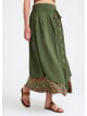 Double Layered Green Floral Skirt with Pocket and Button Detail 4692